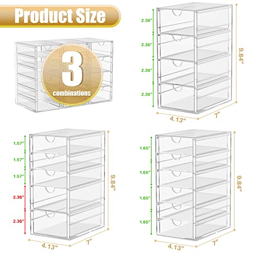 Acrylic 3 Pack Desk Organizers and Accessories, Makeup Organizer Storage With 15 Drawers, Desk Organizers, Dustproof Drawer Organizer and Storage for Make Up, Jewelry, DIY Pen - size: 15 Drawers