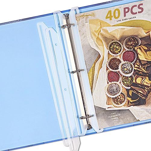 40Pcs 3 Hole Punched Magazine Holders, Magazine Organizer, 3 Ring Binder Insert Strips, Translucent White