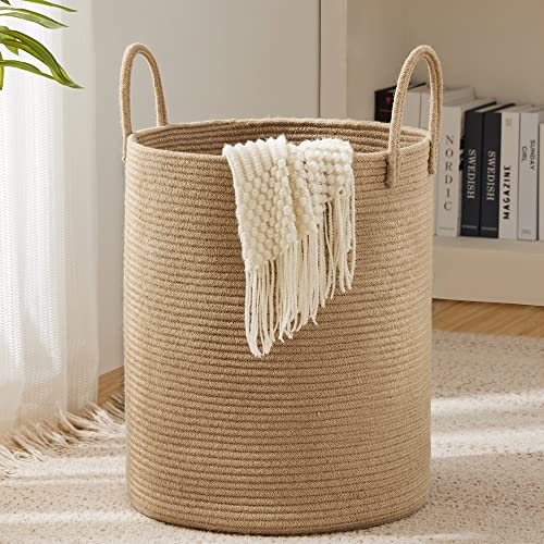 Jute Rope Laundry Hamper Basket by YOUDENOVA, 58L Tall Laundry Basket, Baby Nursery Hamper for Blanket Storage for Bedroom-Large-Jute - color: Jute Brown, size: Tall (58L )