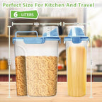 Viretec Rice Storage Container, 5 to 10lb Dry Food Airtight Dispenser, Pet Dog Cat Food Canister, BPA Free Clear Plastic Kitchen and Pantry Bin for Oatmeal, Cereal, Pasta, Flour Pack of 2 Blue - color: 3L+6L/Blue