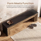 Tribesigns 71'' Extra Long Shoe Storage Bench,Mid-Century Modern Entryway Bench,Indoor Wooden End of Bed Bench for Hallway,Bedroom,Living Room (Black) - color: Black