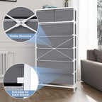 Crestlive Products Vertical Dresser Storage Tower - Sturdy Steel Frame, Wood Top, Easy Pull Fabric Bins, Wood Handles - Organizer Unit for Bedroom, Hallway, Entryway, Closets - 7 Drawers (Light Gray) - color: Light Gray, style: 7 Drawers