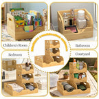 Upgraded 3 Tier Bamboo Pantry Storage Bins,Large potato storage With 2 Banana Hangers,Stackable Potato and Onion Storage Bin with Airflow Vent, Pantry Baskets, Vegetable Storage,for Kitchen Countertop