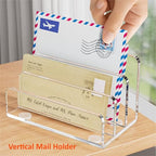 FUCDTEFC Mail Organizer Countertop, 3 Section Clear Acrylic Small File Holders Letter Organizer for Desk, Modern Filing Accessories for Document, Office, Home, School - size: 3 Section Clear-M