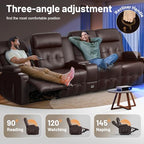 Loveseat Recliner Sofa, 4-Seater Home Theater Seating Massage Reclining Couch with USB, Center Console, Wall Hugger RV Recliners, 145° Recline & Cup Holders & Side Pockets,for RV & Movie Room - color: Brown, size: 4-Seater 112''