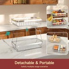 Sevenblue 2 Tier Large Fruit Basket for Kitchen Counter with 2 Mobile Banana Hangers, 2026 Pro Detachable Metal Fruit Bowl with Wooden Handle (Silver, 2 Tier) - color: Silver, size: 2 Tier