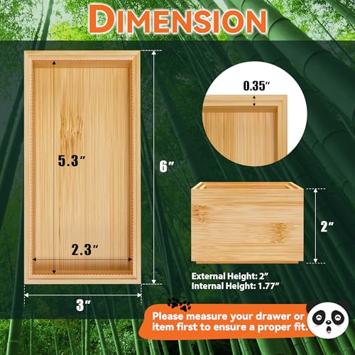 Lixple Bamboo Drawer Organizer, Small Silverware Organizer for Kitchen Drawer, Stackable Utensil Tray, 2 Pcs Flatware Organizer, Bamboo 6" x 3" x 2" (Outer), 5.3" x 2.3" x 1.77" (Inner) - color: Yellow, size: 6 x 3 x 2 Inch
