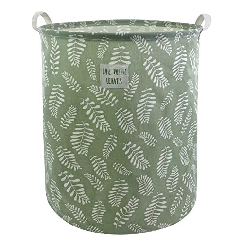 Mziart Large Foldable Laundry Basket Organizer, Collapsible Laundry Hamper Fabric Clothes Toy Storage Basket Nursery Hamper Storage Bin for Household Bedroom, Bathroom, College Dorm (Small White Leaf) - color: Small White Leaf