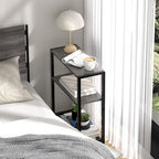 Narrow Side Table for Small Space, 2-Tier Small End Table with Shelf Holder, Slim Nightstand, Skinny Snack Couch Table in Living Room, Bedroom, Study, Kitchen and Balcony (Grey) - color: Grey