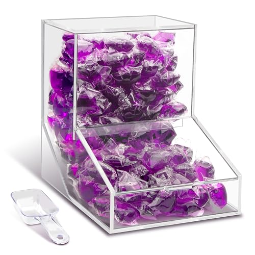 Laundry Pods Container with Spoon, Acrylic Candy Dispenser with 2 Lid, Dishwasher Pod Holder, Laundry Detergent Container, Laundry Organization for Laundry Room, kitchen, Office Used- Stand, 1pcs - color: 1pack