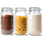ComSaf 0.5 Gallon / 3 Pack Wide Mouth Glass Jars with Airtight Lids,Large Airtight Food Storage Containers for Pantry, Heavy-Duty Canister Set for Flour, Sugar, Cereal, Cookies, and Pet Food - size: 0.5 Gallon/3pcs