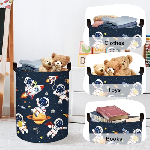 Space Rockets Laundry Hamper Cartoon Astronaut Large Storage Basket Planet Collapsible Parents Organizer Boys Clothes Toy Bins for Bedroom, Bathroom, Alien, 63L - color: Alien, size: 63L
