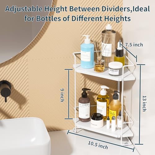 BOIVSHI 2-Tier Bathroom Counter Organizner, Bathroom Organizers and Storage for Bathroom, Kitchen Counter, Corner Storage Shelf for Bedroom, Storage, Makeup, Skincare, Perfume (White) - color: White, size: 2-Tier