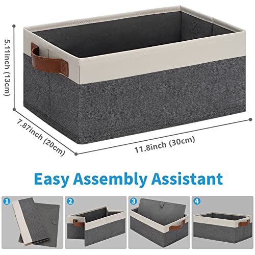 GhvyenntteS Small Fabric Storage Bins with Handles 6 Pack, 11.8" x 7.87" x 5.11" Storage Baskets for Shelves, Baskets for Organizing Clothes Underwear Socks Hats DVDs (Grey/White) - color: Grey&White, size: Small-11.8"x 7.87"x 5.11"-6pcs