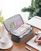 YOKUMA Pencil Case,Large Capacity Pencil Pouch,Aesthetic Zipper Pencil Box, Back to School Supplies for College Student Teen Adults,Travel Essentials,Electronic Cable Organize - color: Grey