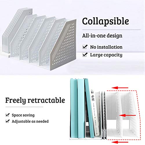 Lemical Magazine Holder 4 Vertical Compartments Collapsible Magazine File Holder Space Saving Rack Home Kitchen Desk Organizer No Need Assemble Gray - color: light gray - 4 parts