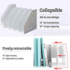 Lemical Magazine Holder 4 Vertical Compartments Collapsible Magazine File Holder Space Saving Rack Home Kitchen Desk Organizer No Need Assemble Gray - color: light gray - 4 parts