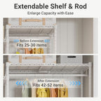 VIPEK X3 Plus Large Expandable Closet Rack Adjustable from 5'10" to 8'8" with Extendable Shelves and Hanger Rods, Freestanding Clothing Racks Modular Closet Systems Wardrobe, Max Load 1360LBS, White - color: White, size: X3 Plus