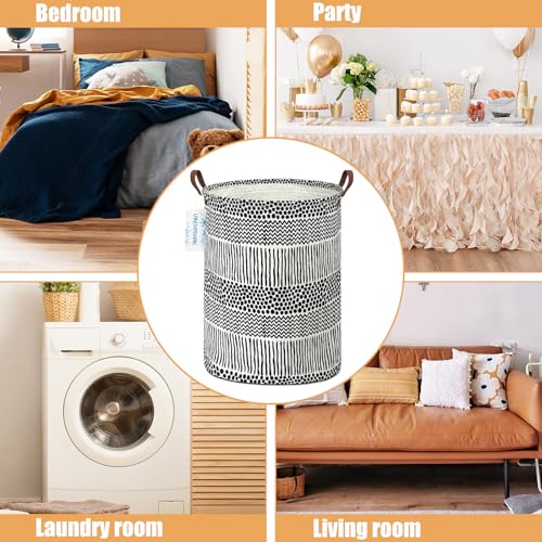 LANGYASHAN Laundry Basket Canvas Fabric Collapsible Organizer Basket for Storage Bin Toy Bins Gift Baskets Bedroom Clothes Children Nursery Hamper (Black line) - color: Black line
