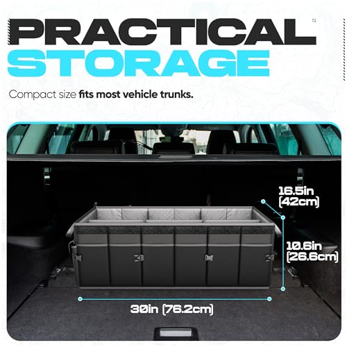 FORTEM Trunk Organizer For SUV Car Trunk Organizer, Foldable Storage, Car Accessories for Women Men, Collapsible Bag, Perfect Christmas Gifts, 600D Oxford, Non Slip Bottom, Straps, Soft Cover (85L) - color: Black, size: XL (85L)