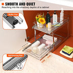 VEVOR Pull Out Cabinet Organizer, 14" Wx21.2 Dx15.2 H Heavy 2 Tier Duty Slide Out Pantry Shelves, Chrome-Plated Steel Roll Out Drawer for Under Sink, 15.5" Wx22.5 Dx19 H Install Size for Cabinet - size: 14"wx21.2"dx15.2"h
