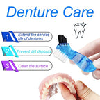 2 Pack Denture Case Dental Mouthguard Case, Denture Bath Box Cleaning with Brush, Strainer Basket and Lid Waterproof - Purple and Blue - color: Purple & Blue