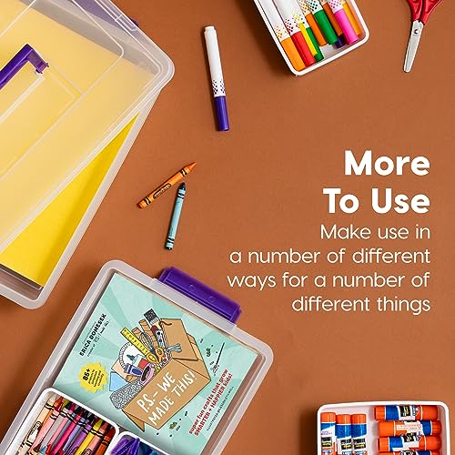 IRIS USA 9 Qt. Plastic Craft Storage Container Bins with Lids,Small Art & Office Supply Organizer Tote,Sensory Bins & Boxes for Home-& University,Latchable,Stackable,Portable,Clear,(Pack of 8) - size: 9 Qt. - 8 Pack, style: STACK & CARRY - 2 Layered