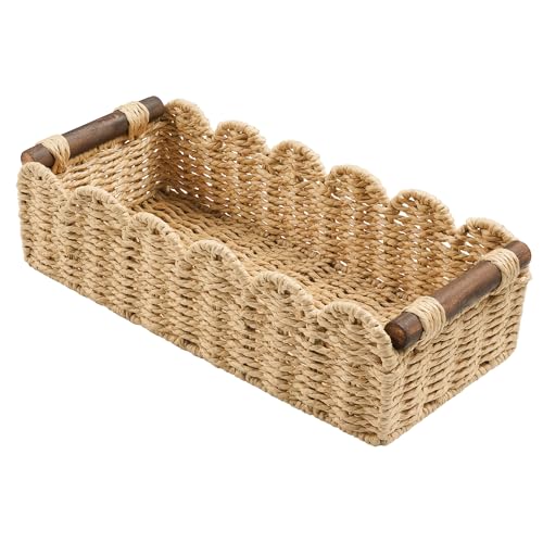 Toilet Paper Storage Basket Bathroom Counter Organizer Wicker Baskets for Organizing Cute Basket for Apartment Bedroom Nursery Room Kitchen Bathroom Decor -Beige - color: Beige