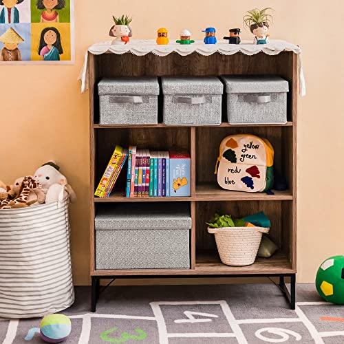 GRANNY SAYS Small Storage Bins with Lids, Fabric Storage Boxes, Shelf Baskets for Closet Organization, Stackable Clothes Storage Bins, Gray, Small, 3-Pack - color: Ash Gray, size: Small