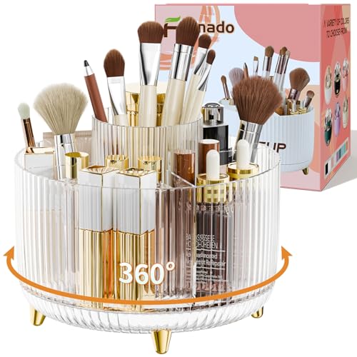 fanado 360° Rotate Makeup Brush Holder Organizer, Makeup Organizers Countertop, Makeup organization and Skincare Storage for Vanity, Desktop, Bathroom (Clear) - color: Clear