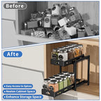 BOIVSHI Pull Out Spice Rack Organizer, 2-Tier Vertical Spice Rack, Height Adjustable for Kitchen Cabinet (5.3''Wx10.8''Dx9.2''H, Metal Black) - size: 5.3''Wx10.8''Dx9.2''H,2 Tier
