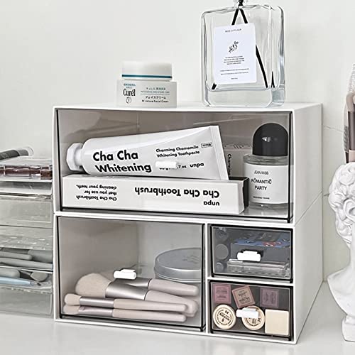Desk Drawer Organizer, Stackable Storage Drawers, Plastic White Desk Organizers Great for Makeup Storage Bathroom Organization Accessories Etc - Large 1 Drawers (White) - size: 9*6.5*4inch - 1 Compartment