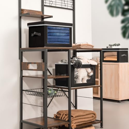 Homsorout Storage Boxes with Lids, Collapsible Storage Bins with Handles, Closet Storage Baskets with Window, Fabric Storage Containers for Organizing Clothes, Towels, Books, 3 Packs, Black - color: Black, size: L(3-Pack)
