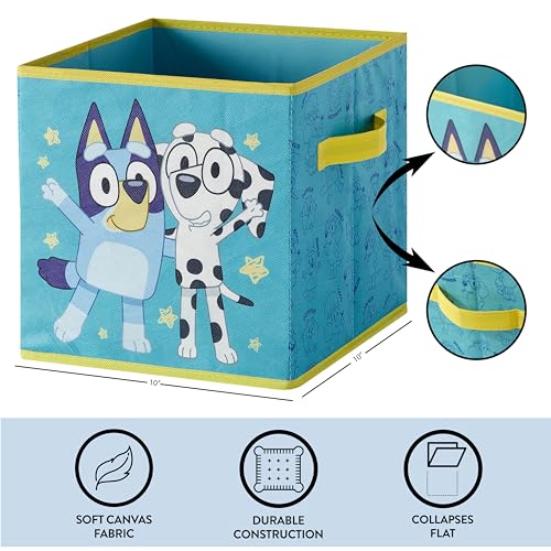 Bluey Set of 2 Collapsible Storage Cubes,10"x10"x10" Fabric Bins for Kids, Spacious Foldable Toy Organizer Boxes for Bedroom, Playroom, or Closet - color: Bluey