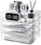 Gagee 4 Pack Paper Organizer for Desk,Stackable Paper Tray Book Holder for Classroom,Office and More,Letter Tray Desk Organizer,Clear - size: 4 Horizontal