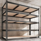 REIBII 48" W Garage Shelving Heavy Duty, 3000LBS Storage Shelves, 5-Tier Adjustable Metal Shelving, Garage Shelves Sturdy Industrial Shelf, Easy Assemble, 72" H x 48" W x 18" D - size: 48" W x 72" H x 18" D