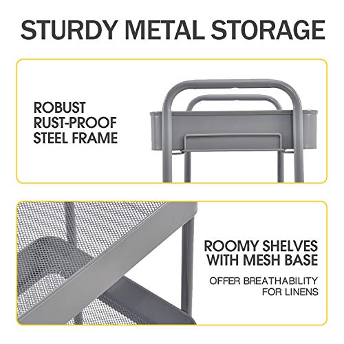 TOOLF 3-Tier Rolling Cart - Metal Utility Storage Organizer with Lockable Wheels, 33 lbs Per Shelf, Tool-Free 5-Min Assembly, for Kitchen Bathroom Office Nursery Craft Room, Grey - color: Grey, size: 3-Tier