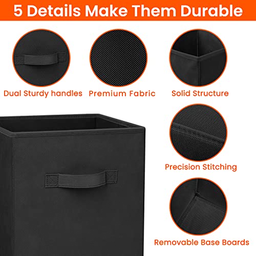 Criusia Large Storage Cubes - 13 Inch Heavy Duty Fabric Storage Bins for Shelves Closet, Cube Organizer - 8 Pack Collapsible Cube Storage Bins Baskets for Organizing Clothes Blankets Toys (Black) - color: Black, size: Large -13 inches