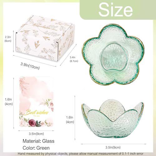 Binoster Friendship Gifts For Women Jewelry Dish Glass Ring Dish Jewelry Tray Cute Vanity Organizer Room Decor Jewellery Tray Trinket Dish Cute Bedroom Decor Christmas House Warming Gifts for women - color: Golden-edged Green