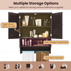 Tangkula Wall Mounted Bathroom Cabinet w/Open Shelf & Bar, Medicine Cabinet w/Double Louvered Doors, Adjustable Shelf, Wall Storage Cabinet for Bathroom Living Room Kitchen (Espresso) - color: Espresso