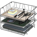 Simple Houseware Stackable Wide Entry Desk File Document Letter Tray with Liner, Wire Grid, 3 Packs, Black - color: Black, size: Wide Entry