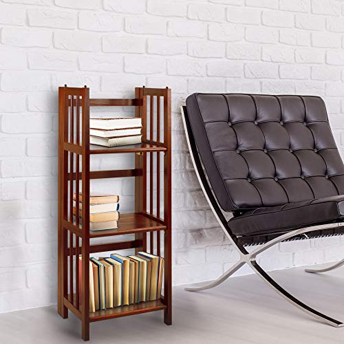 Casual Home Narrow 3-Shelf Folding Bookcase, 14" Wide, Walnut - color: Walnut