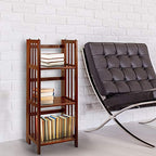 Casual Home Narrow 3-Shelf Folding Bookcase, 14" Wide, Walnut - color: Walnut