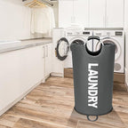 Maxsilan 90L Large Laundry Basket, Freestanding Tall Clothes Hamper, Collapsible Laundry Bag, Dark Grey - color: Dark Grey, size: 90L