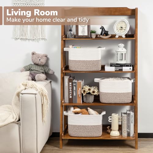 Goodpick Cube Storage Bins - Shelf Baskets for Toys Storage, Closet Storage Bins for Towel Book Clothes, Woven Basket for Shelves Baby Laundry Basket, 13''x10''x9'' - color: Brown, size: 13"L x 10"W x 9"H
