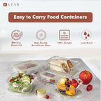 Razab 35 Pc Set Glass Food Storage Containers with Lids - Meal Prep Airtight Bento Boxes BPA-Free 100% Leak Proof (15 lids,15 glass & 5 Plastic Sauce/Dip Containers) - color: Gold