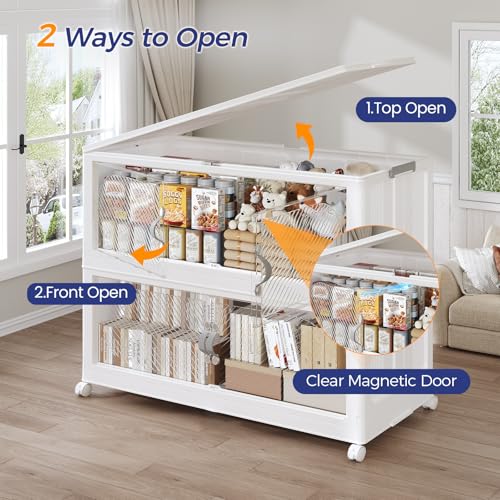 160Gal/640QT 4-Tiers Extra Large Stackable Storage Bins with Lid, Collapsible Cabinet Closet Organizer Plastic Container Box with Wheels Doors Drawers for Office Dorm Kitchen, White - color: White, size: 40Gal-4Pack