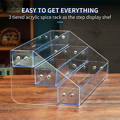 Acrylic Spice Rack, Tiered Spice Rack Shelf Seasoning Organizer for Countertop, Cabinet, Pantry, Kitchen Storage - 3 Tier - color: 1PCS, size: 3Tier