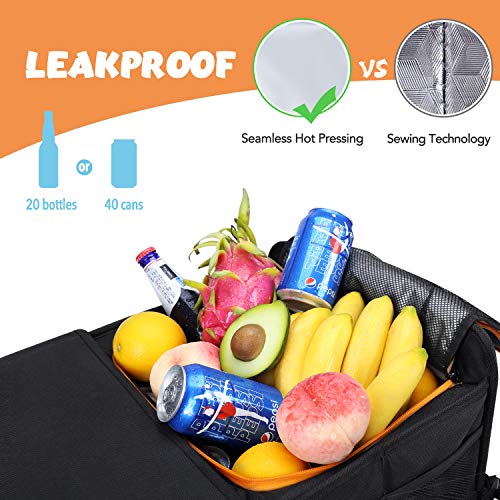 HEYTRIP Large Trunk Organizer With Built-in Leakproof Cooler Bag, 2 Tie-Down Straps, 4 Removable Dividers, Foldable Cover, Built with 2mm PE Board - color: Black