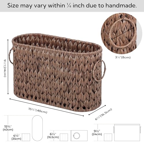 GRANNY SAYS Toilet Paper Storage, Toilet Paper Basket for Bathroom, 6 Mega Rolls Holder with Storage, Waterproof Bathroom Storage Baskets, Brown - color: Brown, size: 15¾"L x 6½" Wx 9½"H (No Lid)